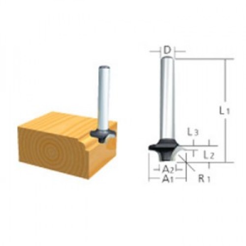 Freze pentru muchii rotunjite, 6mm, A1=16mm, D-09357