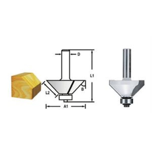 Freze pentru sanfrenare, cu doua taisuri, cu rulment, 8mm, A1=31.8mm, D-48686