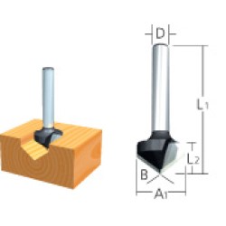 Freze profilate in V cu doua taisuri, 8mm, A1=12.7mm, D-10752