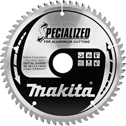 Panze disc Specialized, pentru Aluminiu, fierastraie manuale, Ø190x30mm Z60, B-09597