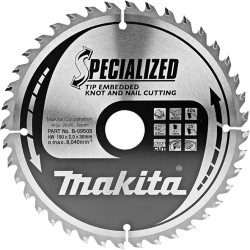 Panze disc Specialized pentru lemn cu cuie, Ø190x30mm Z40, B-09503