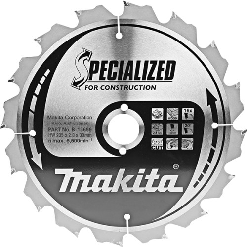 Panze disc Specialized pentru lemn cu cuie, Ø235x30mm Z16, B-13699