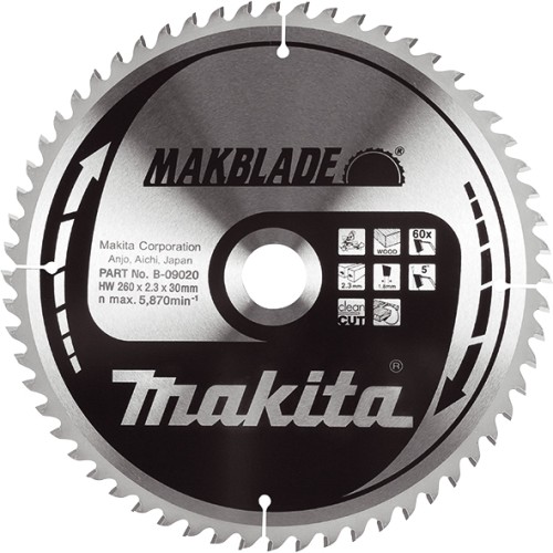 Panze disc MakBlade, Ø260x30mm Z60, mediu, B-09020