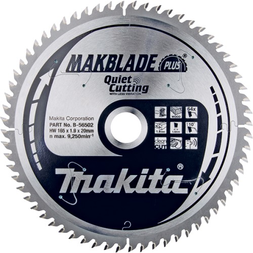 Panze disc MakBlade Plus, Ø165x20mm Z64, extrafin, B-56502