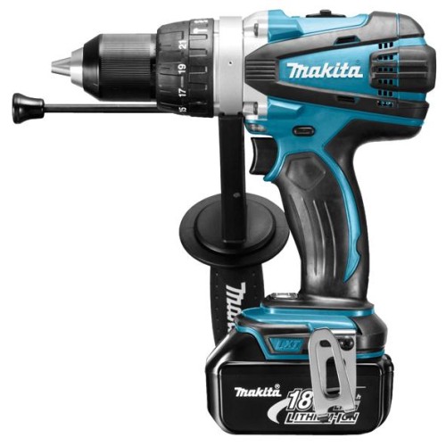 Masina de gaurit si insurubat cu percutie cu acumulator, model DHP458RFJ 18V, 3.0Ah, 91Nm